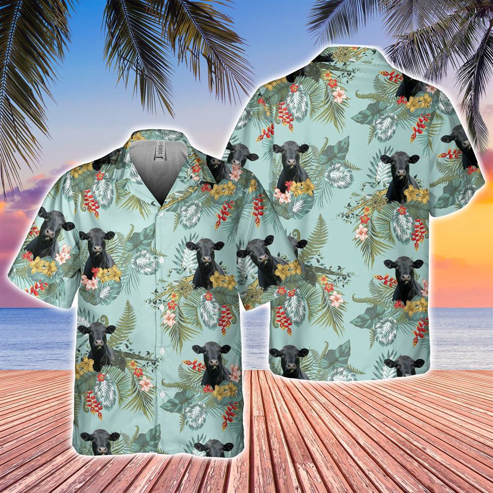 Farm Hawaiian Shirt Black Angus Tropical Flowers Pattern Hawaiian Shirt Animal Hawaiian Shirt 1 hvwjzp.jpg