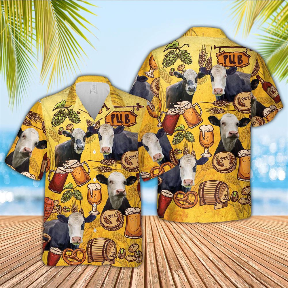 Farm Hawaiian Shirt Black Baldy Drink Beer Pattern 3D Hawaiian Shirt Animal Hawaiian Shirt 1 arq17h.jpg