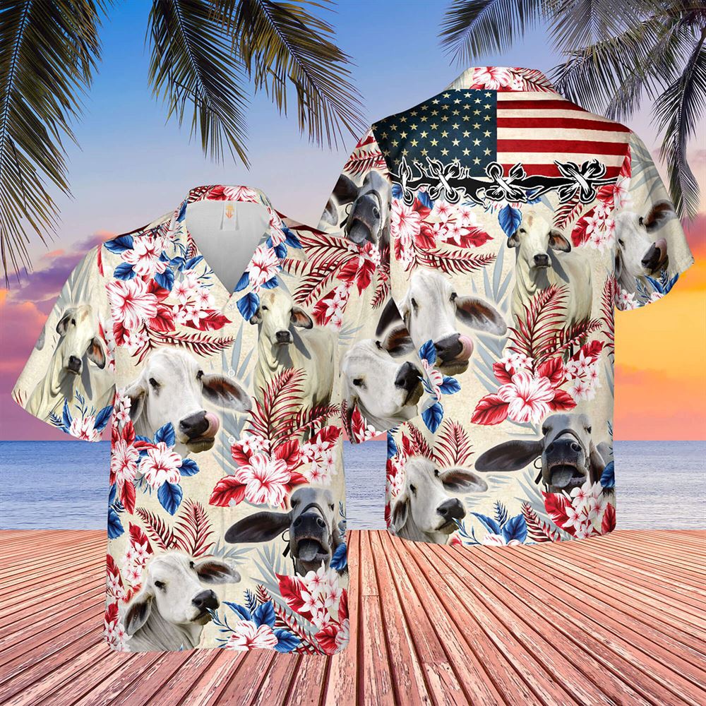Farm Hawaiian Shirt Brahman Cattle American Flag Hawaiian Flowers All Over Printed 3D Hawaiian Shirt Animal Hawaiian Shirt 1 jvfwyl.jpg