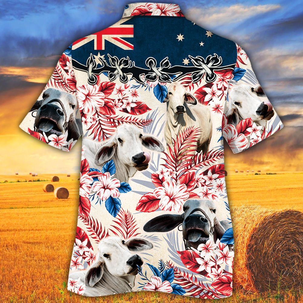 Farm Hawaiian Shirt Brahman Cattle Australian Flag Hawaiian Flowers All Over Printed 3D Hawaiian Shirt Animal Hawaiian Shirt 2 de0qwb.jpg