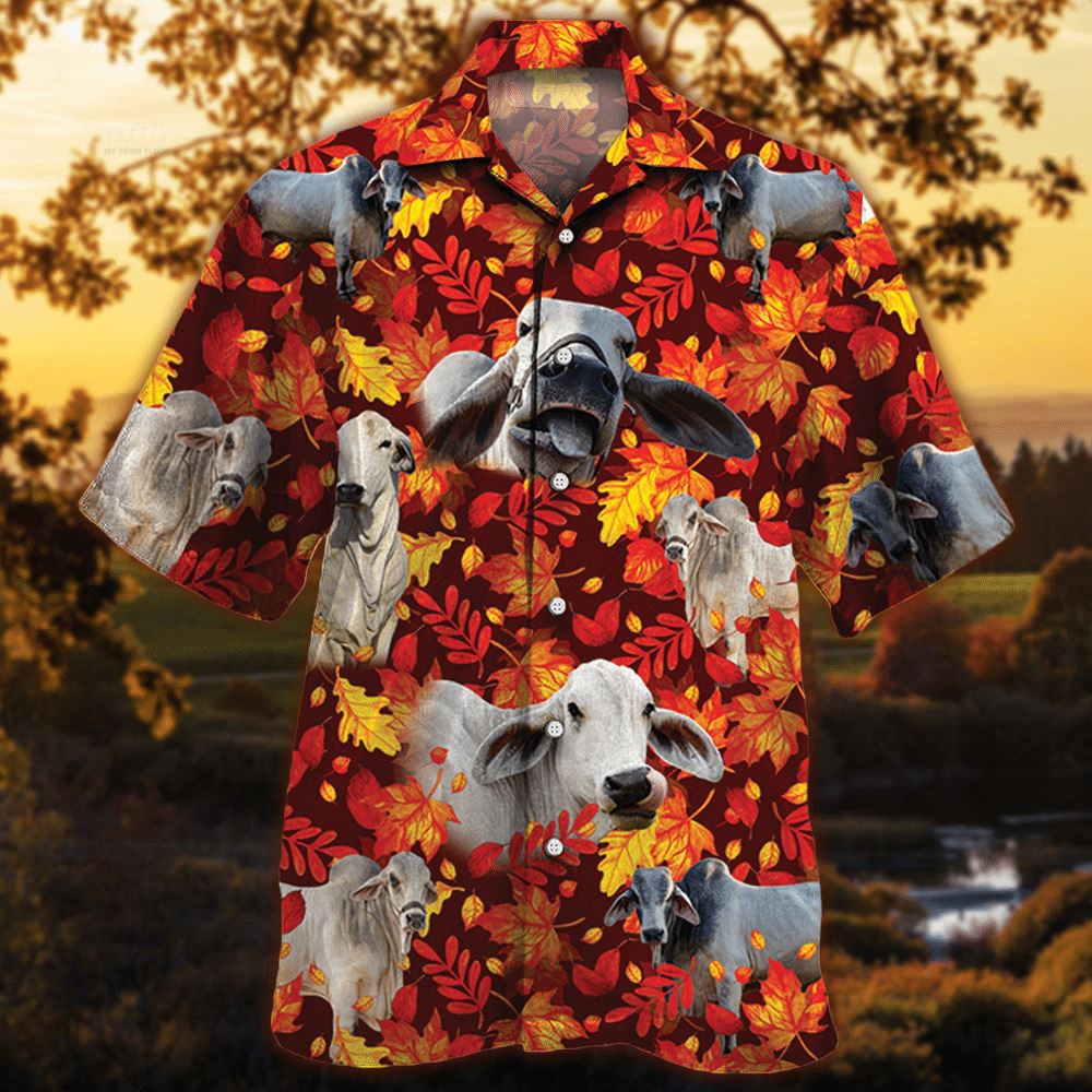 Farm Hawaiian Shirt Brahman Cattle Autumn Leaves All Over Printed 3D Hawaiian Shirt Animal Hawaiian Shirt 1 dyrdnh.jpg Farm Hawaiian Shirt Brahman Cattle Autumn Leaves All Over Printed 3D Hawaiian Shirt Animal Hawaiian Shirt 1 dyrdnh.jpg