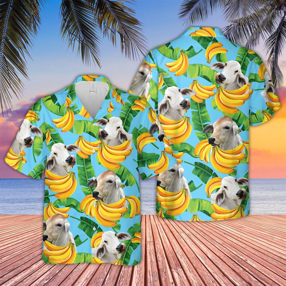 Farm Hawaiian Shirt Brahman Cattle Banana Pattern 3D Hawaiian Shirt Animal Hawaiian Shirt 1 ywdioc.jpg Farm Hawaiian Shirt Brahman Cattle Banana Pattern 3D Hawaiian Shirt Animal Hawaiian Shirt 1 ywdioc.jpg