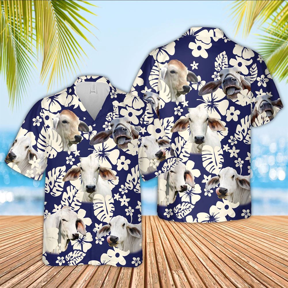 Farm Hawaiian Shirt Brahman Cattle Flower Blue Pattern 3D Hawaiian Shirt Animal Hawaiian Shirt 1 uaukkz.jpg Farm Hawaiian Shirt Brahman Cattle Flower Blue Pattern 3D Hawaiian Shirt Animal Hawaiian Shirt 1 uaukkz.jpg