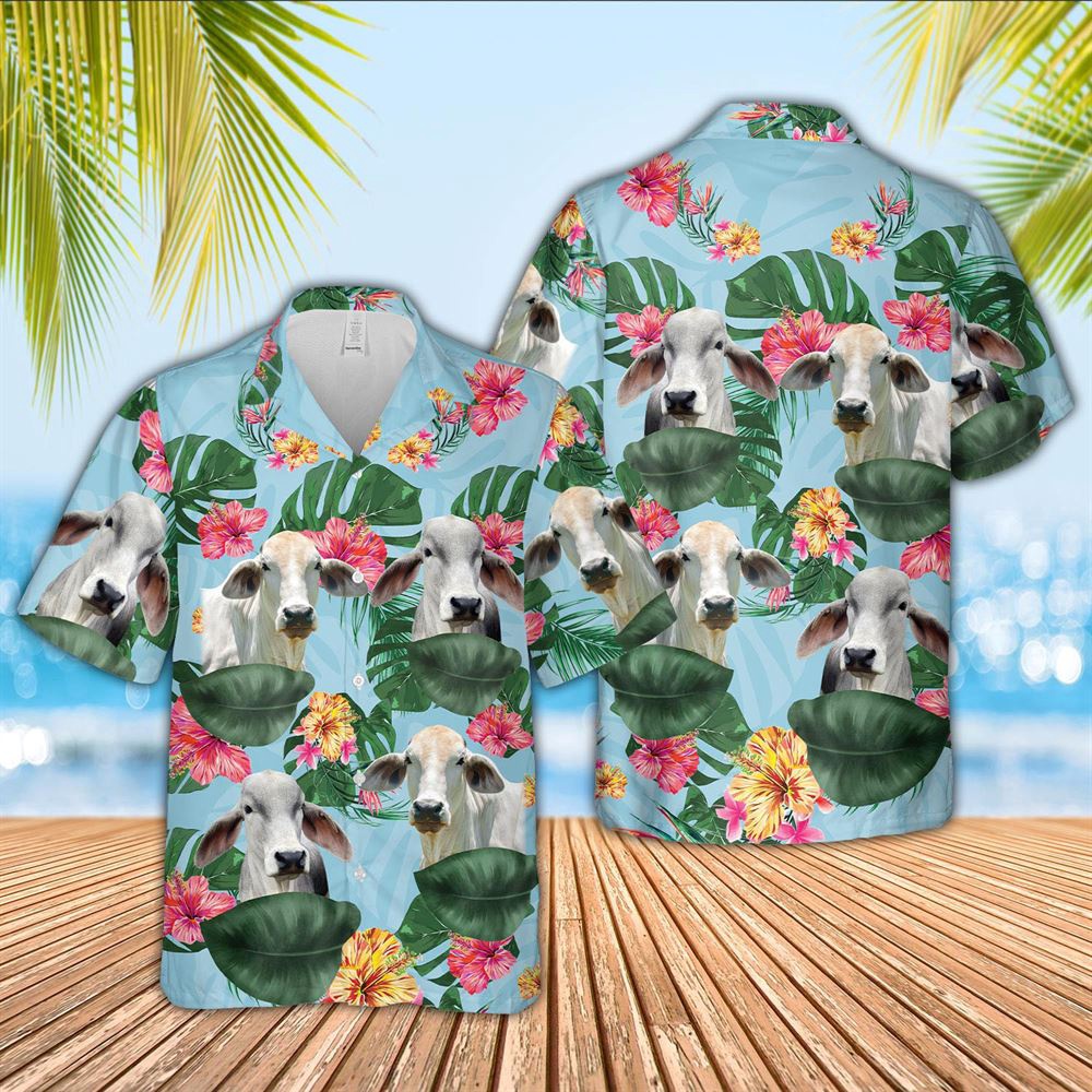 Farm Hawaiian Shirt Brahman Cattle Flower Pattern 3D Hawaiian Shirt Animal Hawaiian Shirt 1 ihlbk1.jpg