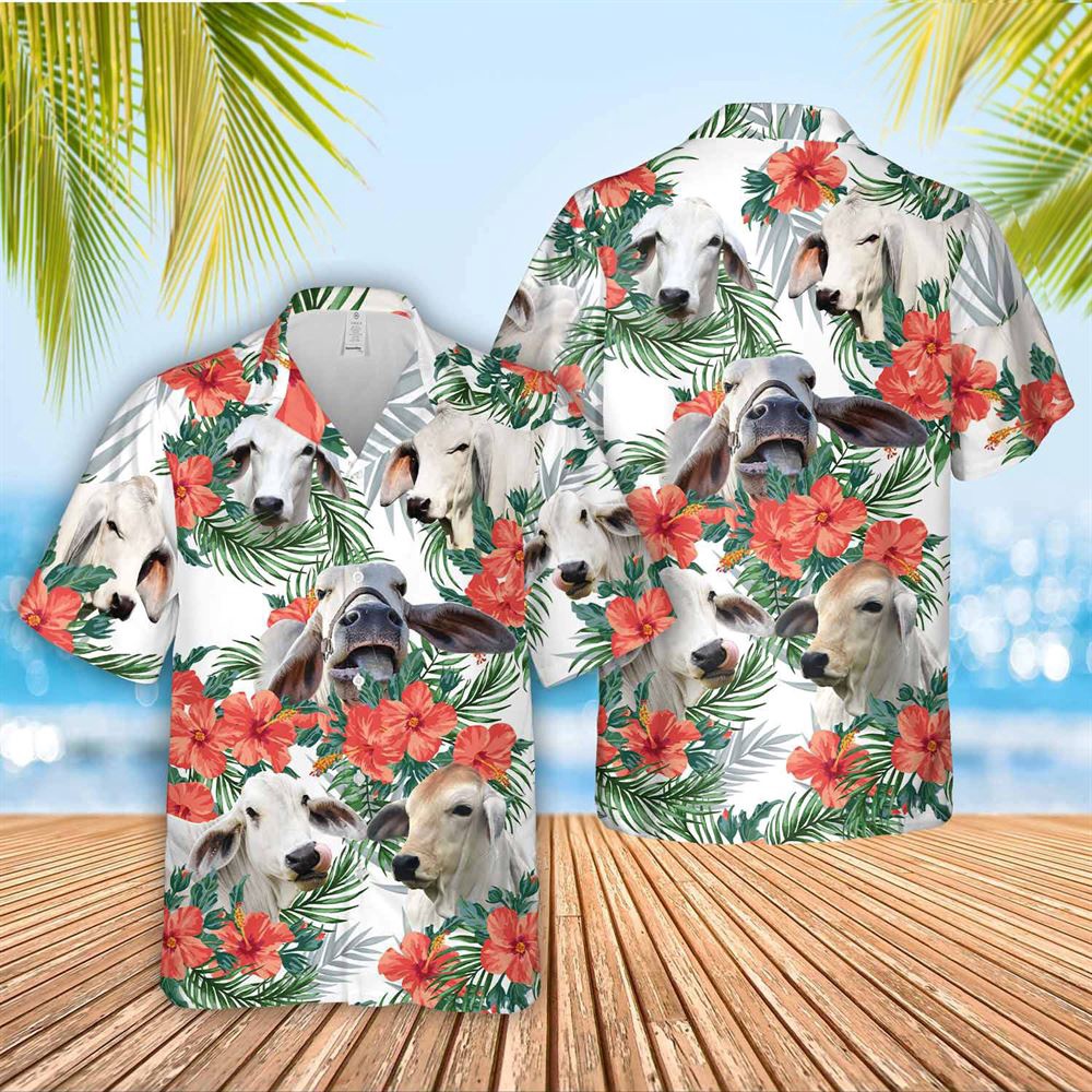 Farm Hawaiian Shirt Brahman Cattle Hibucis Flower Pattern 3D Hawaiian Shirt Animal Hawaiian Shirt 1 bcu6rj.jpg