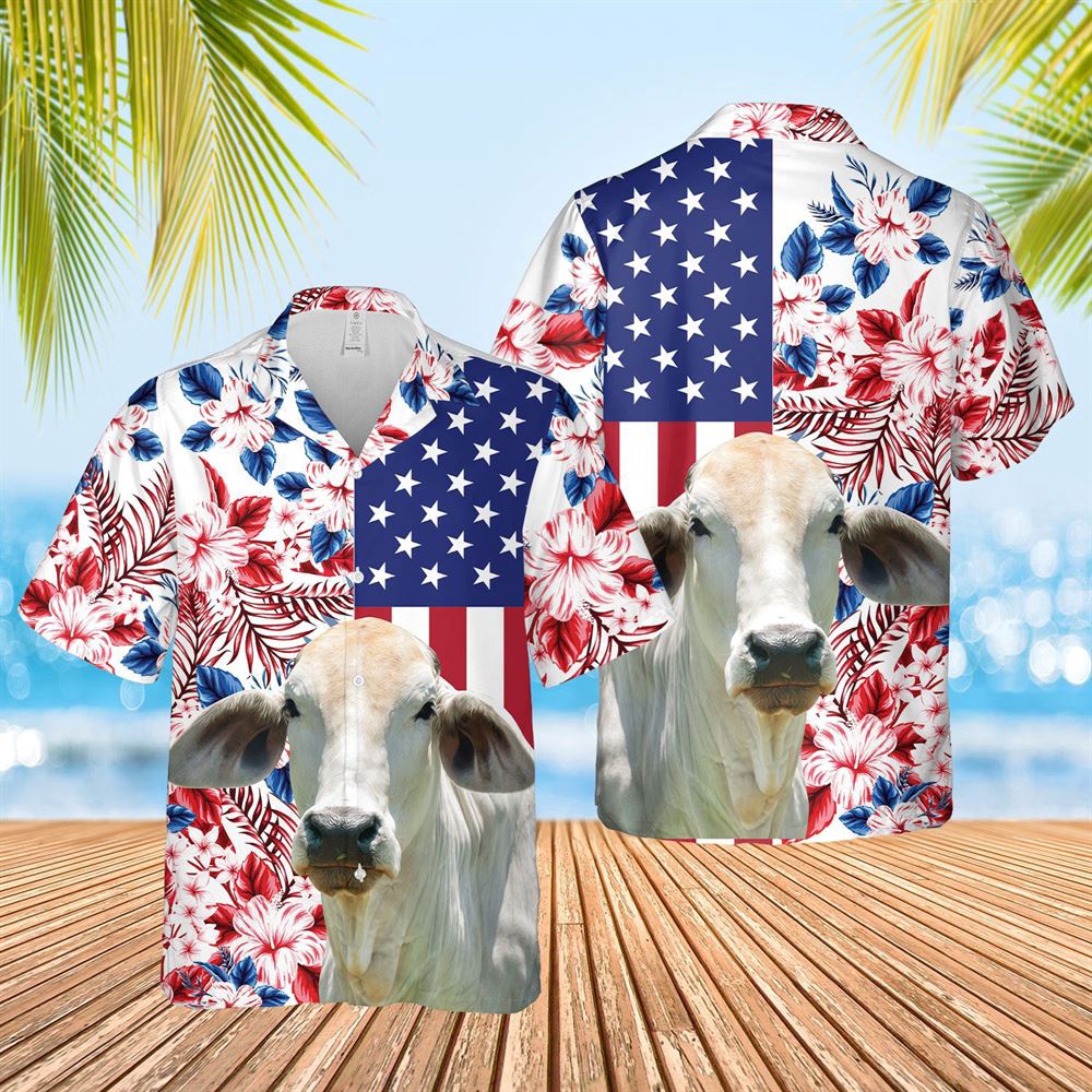 Farm Hawaiian Shirt Brahman Cattle Us Flag Flower 3D Hawaiian Shirt Animal Hawaiian Shirt 1 nlj2cv.jpg