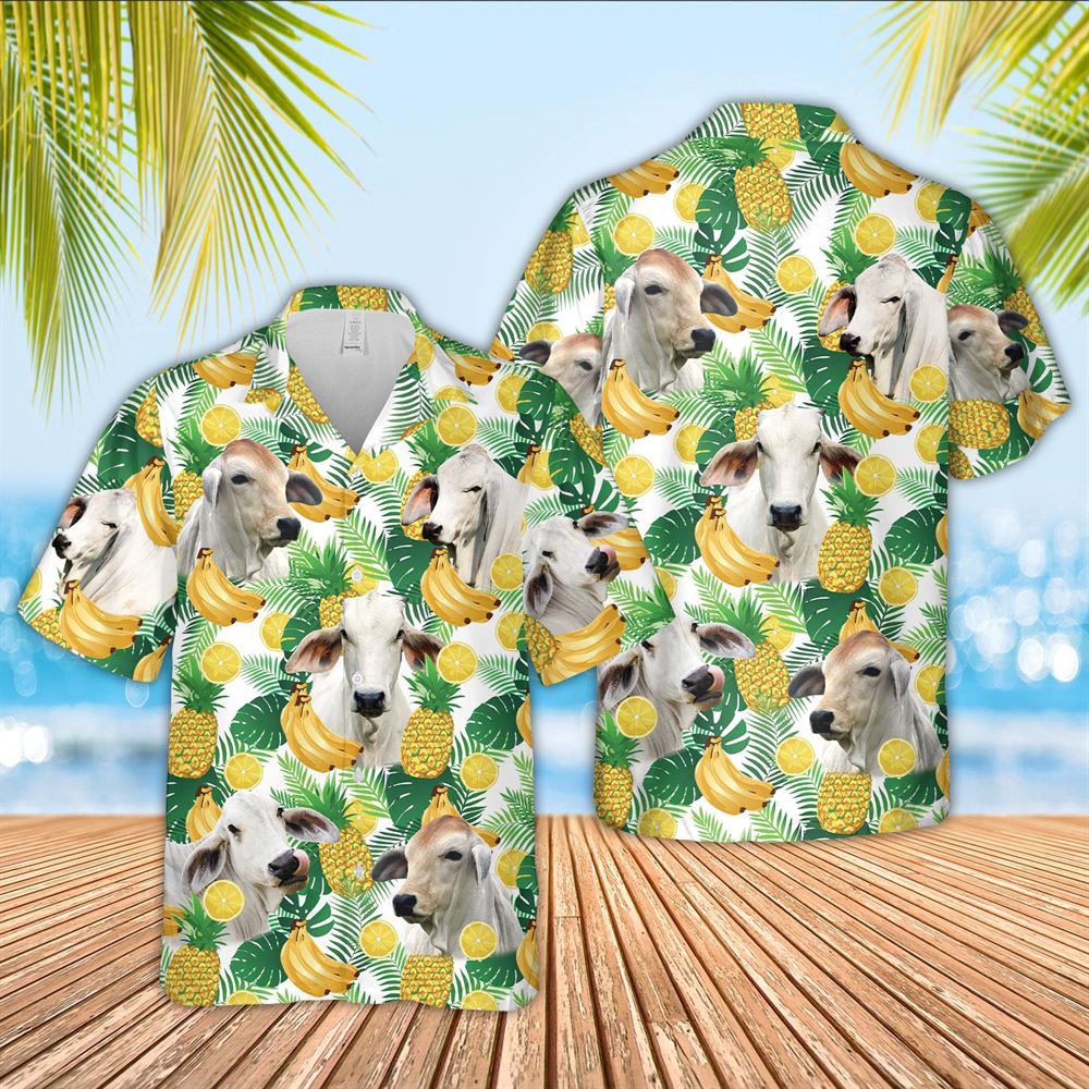 Farm Hawaiian Shirt Brahman Cattle White Tropical Fruits Pattern Hawaiian Shirt Animal Hawaiian Shirt 1 pdv6dj.jpg Farm Hawaiian Shirt Brahman Cattle White Tropical Fruits Pattern Hawaiian Shirt Animal Hawaiian Shirt 1 pdv6dj.jpg