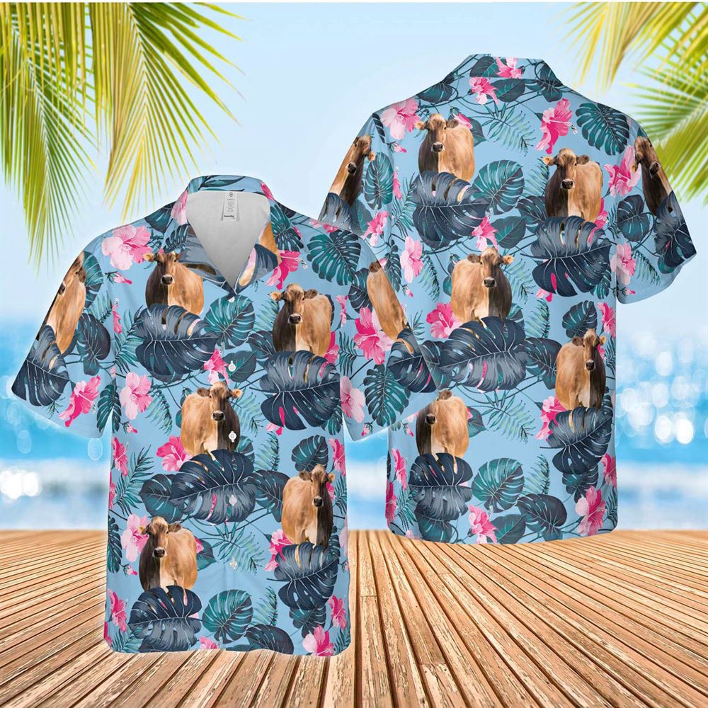 Farm Hawaiian Shirt Brown Swiss Blue Hibiscus Hawaiian Shirt Animal Hawaiian Shirt 1 kiya5e.jpg