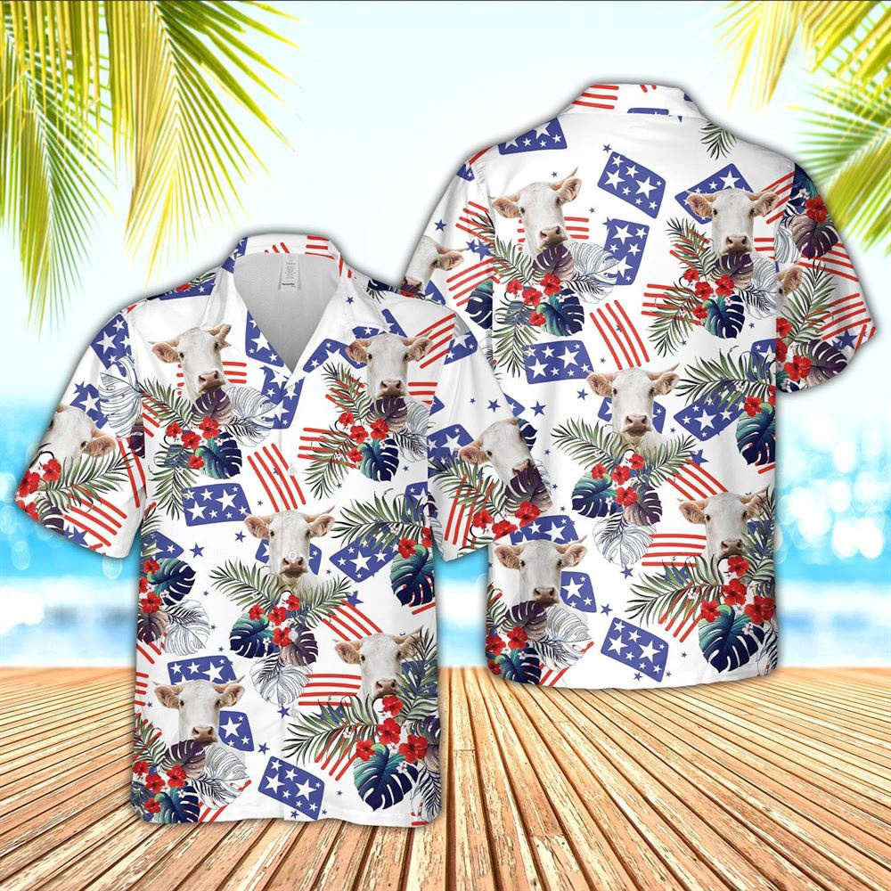 Farm Hawaiian Shirt Charolais American Little Flowers And Flag Pattern Hawaiian Shirt Animal Hawaiian Shirt 1 s9pbog.jpg