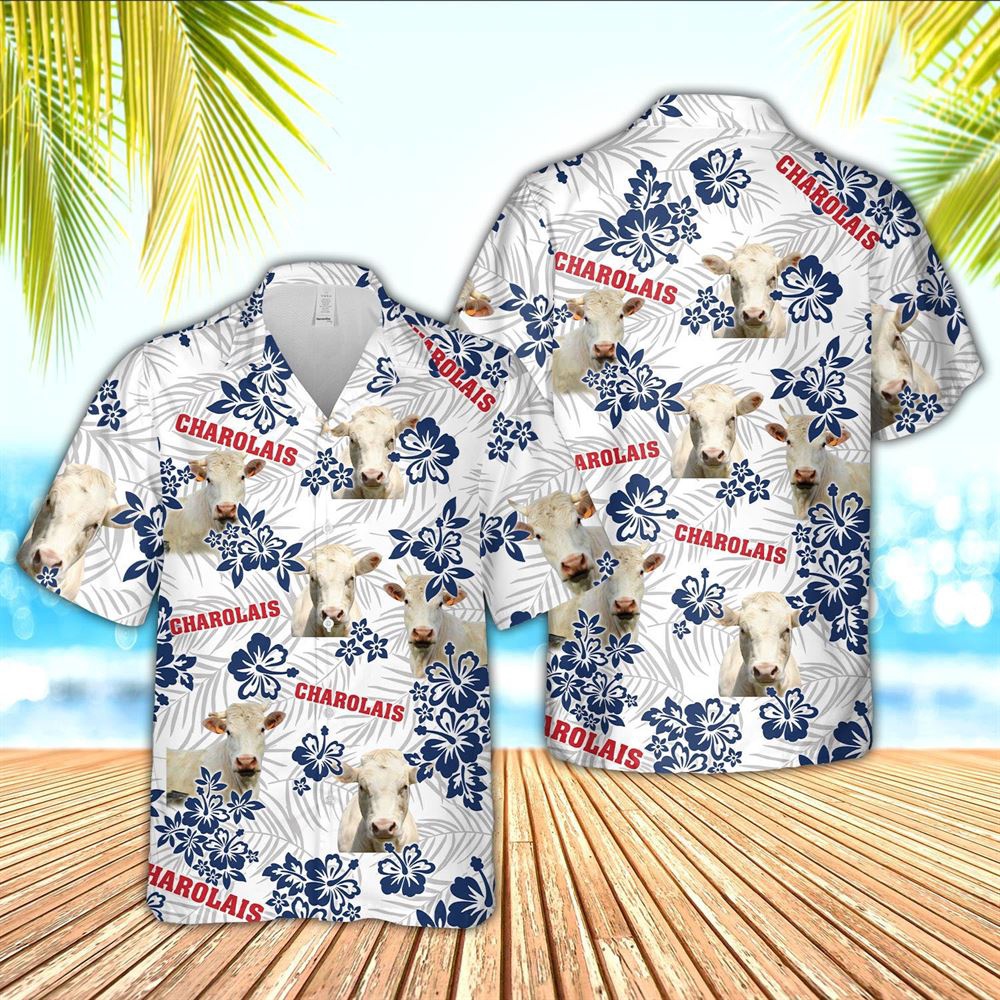 Farm Hawaiian Shirt Charolais American White Flowers Pattern Hawaiian Shirt Animal Hawaiian Shirt 1 fp9g77.jpg Farm Hawaiian Shirt Charolais American White Flowers Pattern Hawaiian Shirt Animal Hawaiian Shirt 1 fp9g77.jpg