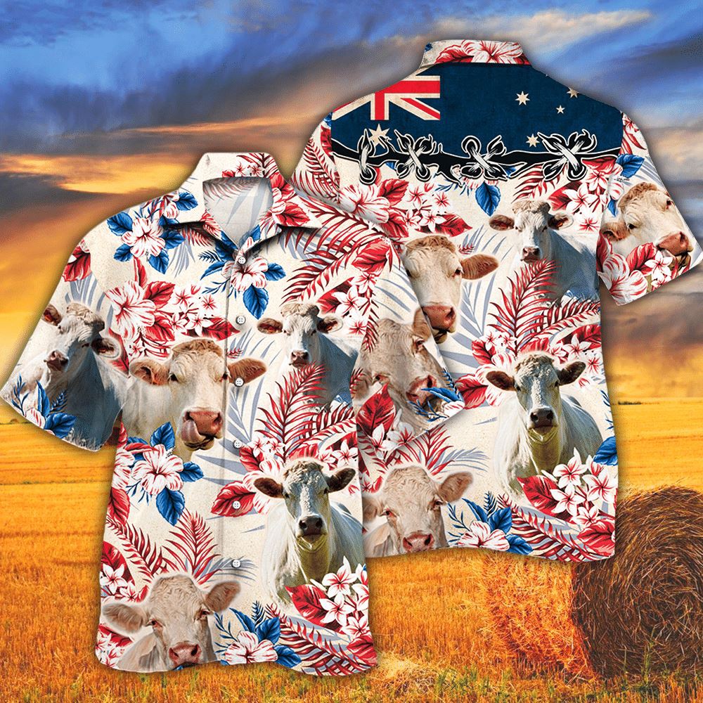 Farm Hawaiian Shirt Charolais Cattle Australian Flag Hawaiian Flowers All Over Printed 3D Hawaiian Shirt For Men Women Animal Hawaiian Shirt 1 kbylwy.jpg