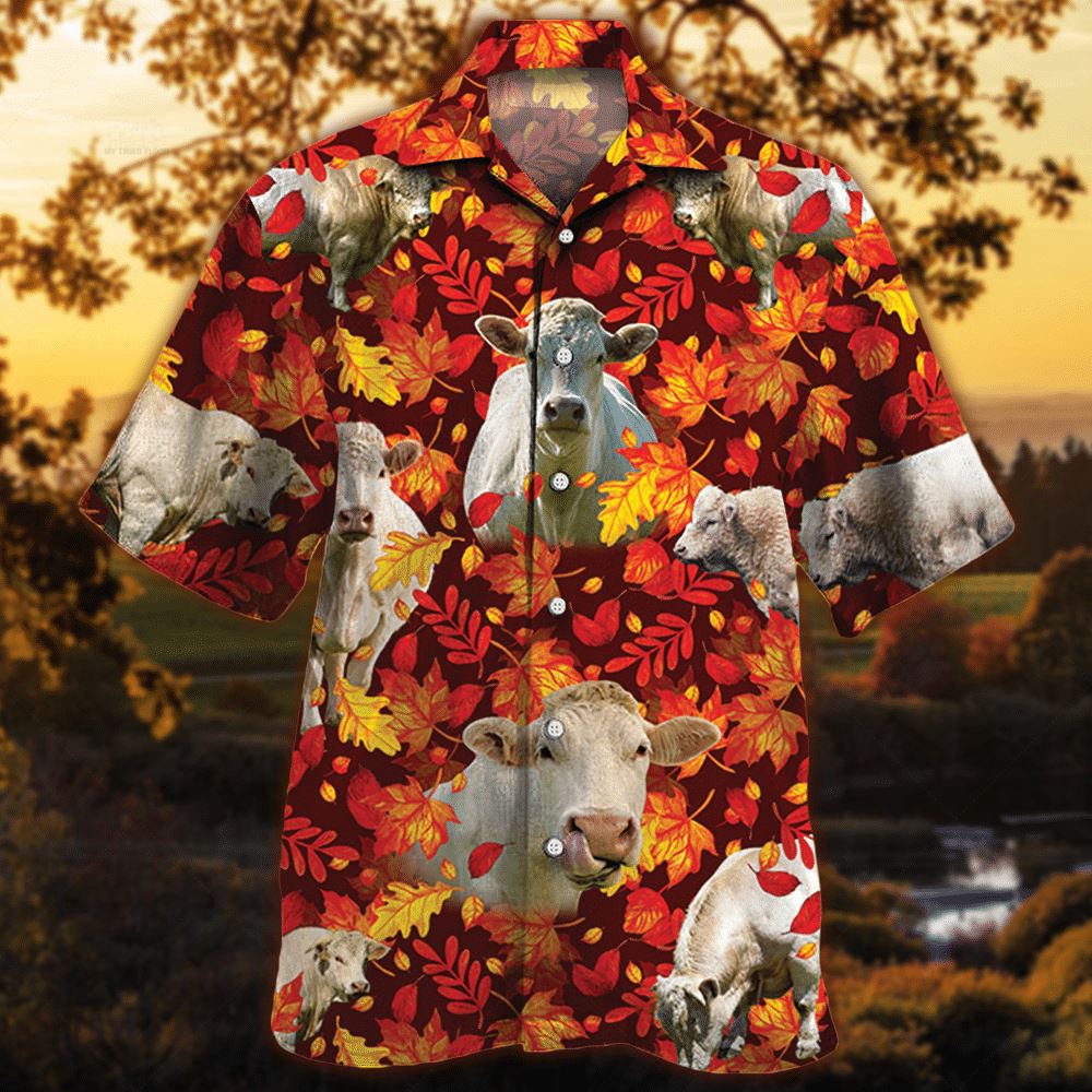 Farm Hawaiian Shirt Charolais Cattle Autumn Leaves All Over Printed 3D Hawaiian Shirt Animal Hawaiian Shirt 1 qgxegm.jpg Farm Hawaiian Shirt Charolais Cattle Autumn Leaves All Over Printed 3D Hawaiian Shirt Animal Hawaiian Shirt 1 qgxegm.jpg