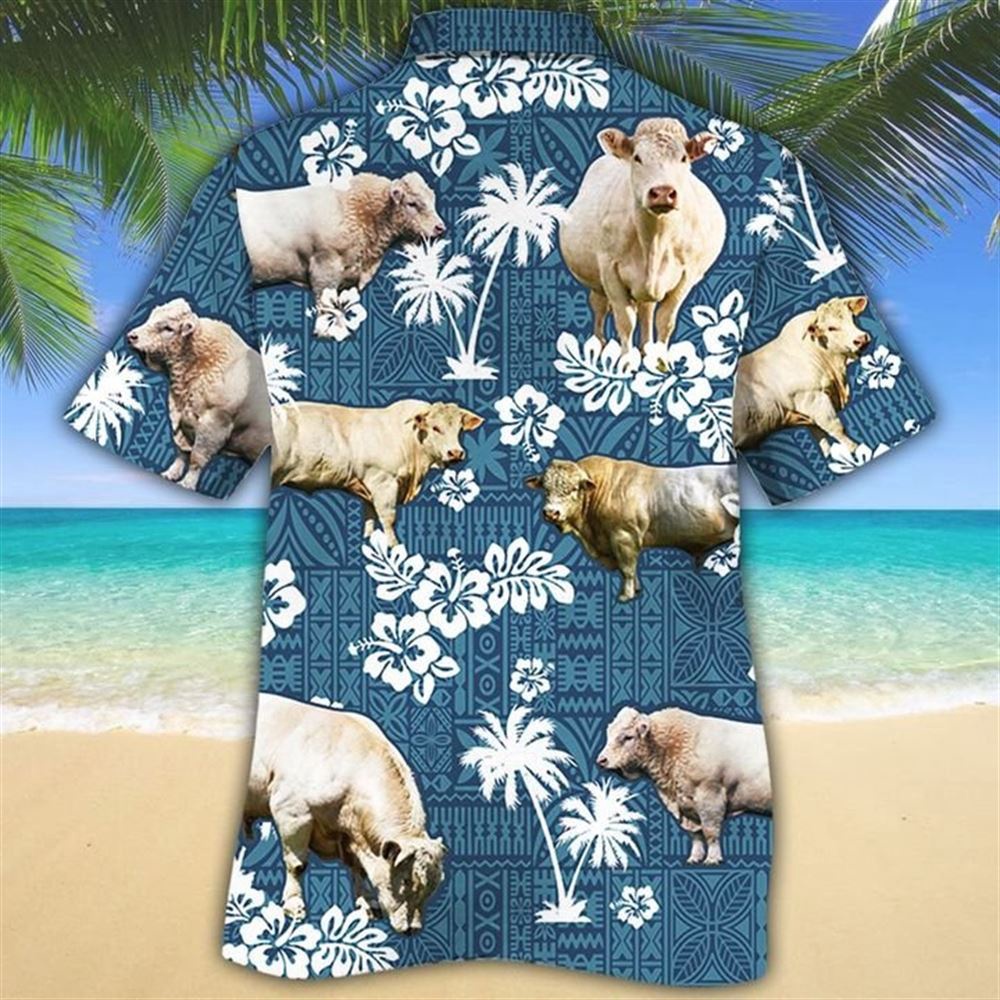 Farm Hawaiian Shirt Charolais Cattle Blue Tribal All Over Printed 3D Hawaiian Shirt Animal Hawaiian Shirt 2 g7vt3e.jpg