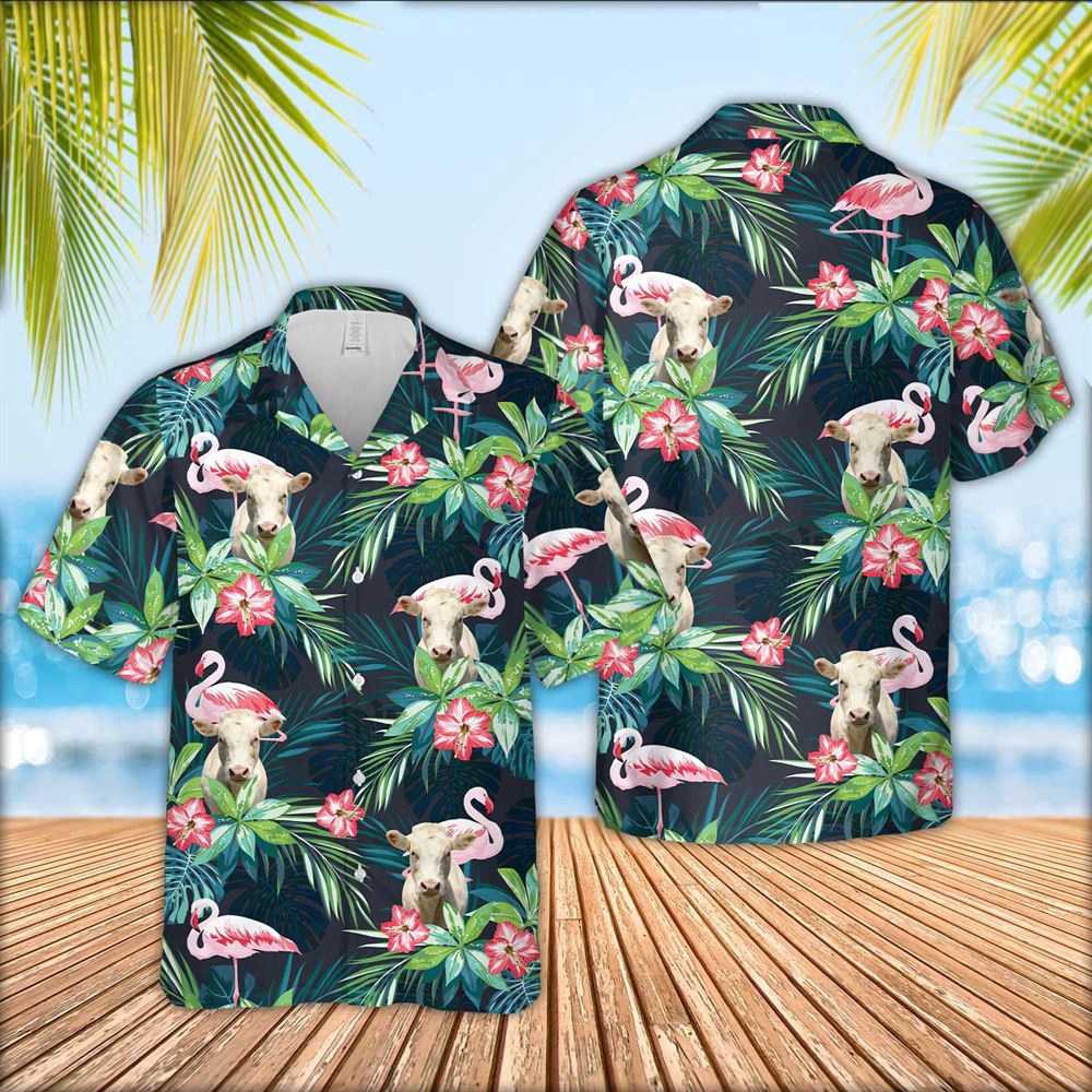 Farm Hawaiian Shirt Charolais Cattle Flamingo Hawaiian Shirt Animal Hawaiian Shirt 1 kjnuke.jpg