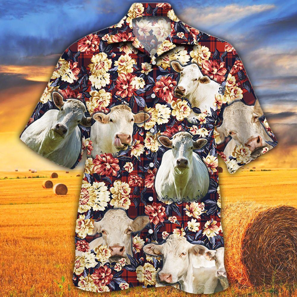 Farm Hawaiian Shirt Charolais Cattle Red Plaid Pattern All Over Printed 3D Hawaiian Shirt Animal Hawaiian Shirt 1 djm00d.jpg Farm Hawaiian Shirt Charolais Cattle Red Plaid Pattern All Over Printed 3D Hawaiian Shirt Animal Hawaiian Shirt 1 djm00d.jpg