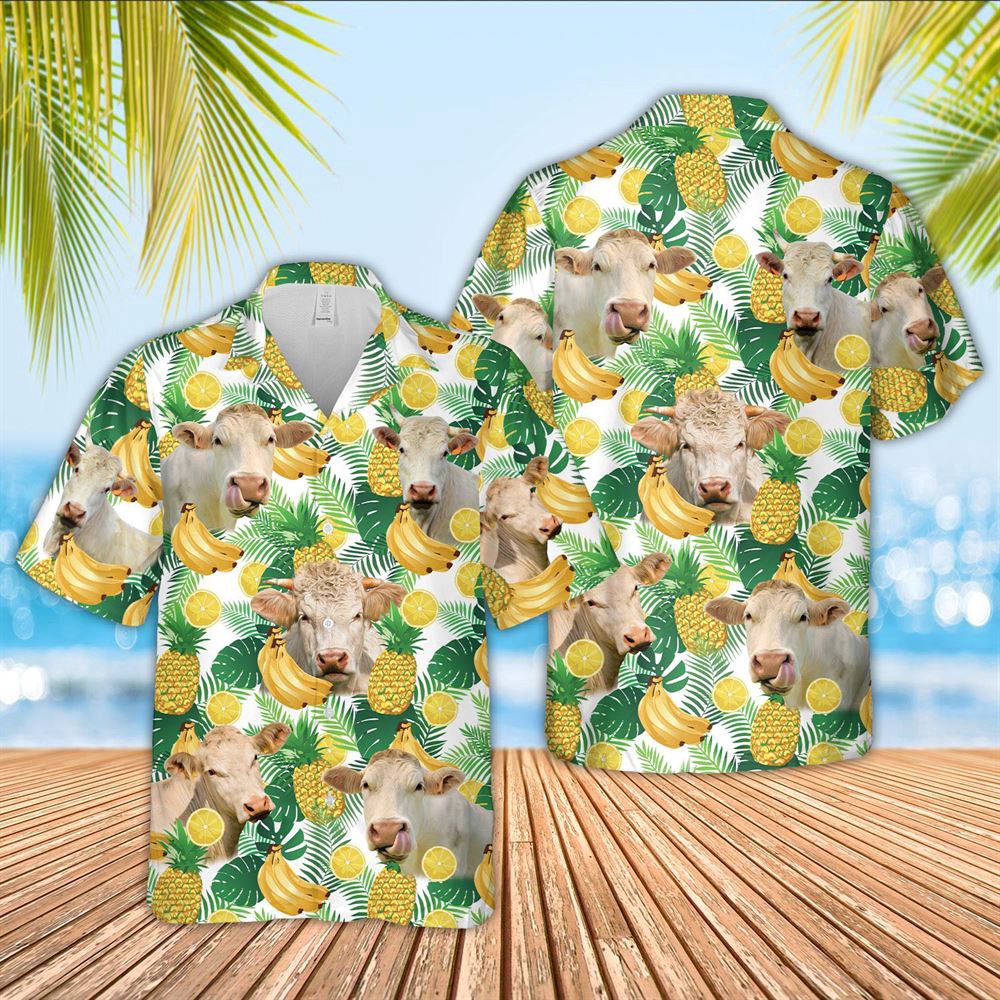 Farm Hawaiian Shirt Charolais Cattle White Tropical Fruits Pattern Hawaiian Shirt Animal Hawaiian Shirt 1 m9lqt1.jpg