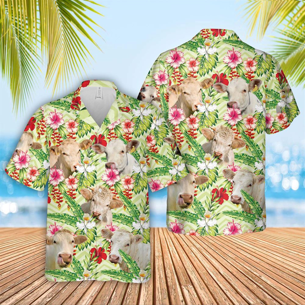 Farm Hawaiian Shirt Charolais Hibicus Floral 3D Hawaiian Shirt Animal Hawaiian Shirt 1 sggdal.jpg Farm Hawaiian Shirt Charolais Hibicus Floral 3D Hawaiian Shirt Animal Hawaiian Shirt 1 sggdal.jpg