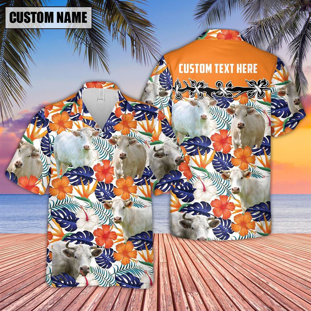 Farm Hawaiian Shirt Charolais Hibiscus Blue Floral Custom Name 3D Hawaiian Shirt Animal Hawaiian Shirt 2 dbxgxr.jpg Farm Hawaiian Shirt Charolais Hibiscus Blue Floral Custom Name 3D Hawaiian Shirt Animal Hawaiian Shirt 2 dbxgxr.jpg
