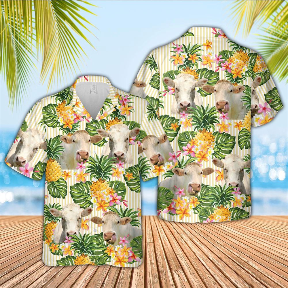 Farm Hawaiian Shirt Charolais Pineapple Pattern Hawaiian Shirt Animal Hawaiian Shirt 1 siq8e5.jpg