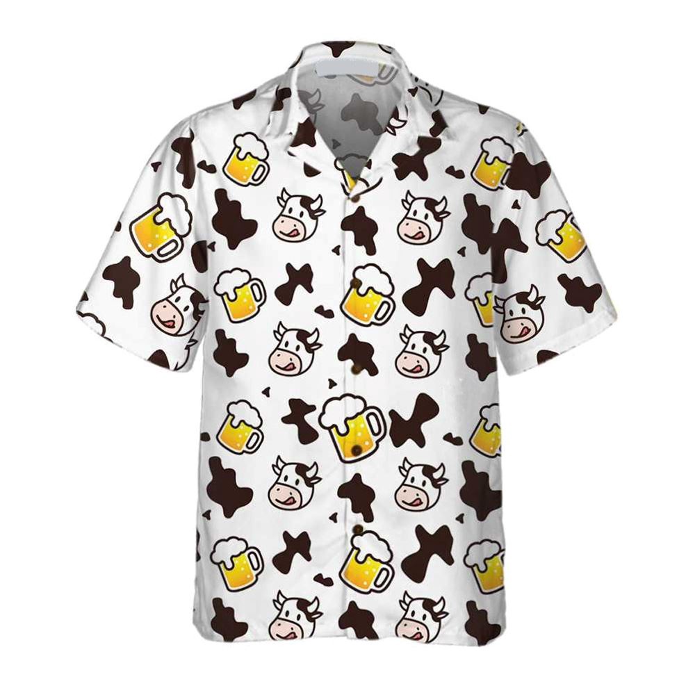 Farm Hawaiian Shirt Cow And Beer Mug Seamless Pattern Cow All Printed 3D Hawaiian Shirt Animal Hawaiian Shirt 1 atwwsi.jpg