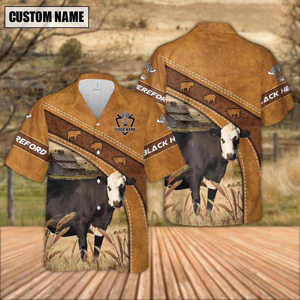 Farm Hawaiian Shirt Custom Name Black Hereford Leather Pattern Hawaiian Shirt For Men And Women Animal Hawaiian Shirt 2 b10pjg.jpg Farm Hawaiian Shirt Custom Name Black Hereford Leather Pattern Hawaiian Shirt For Men And Women Animal Hawaiian Shirt 2 b10pjg.jpg