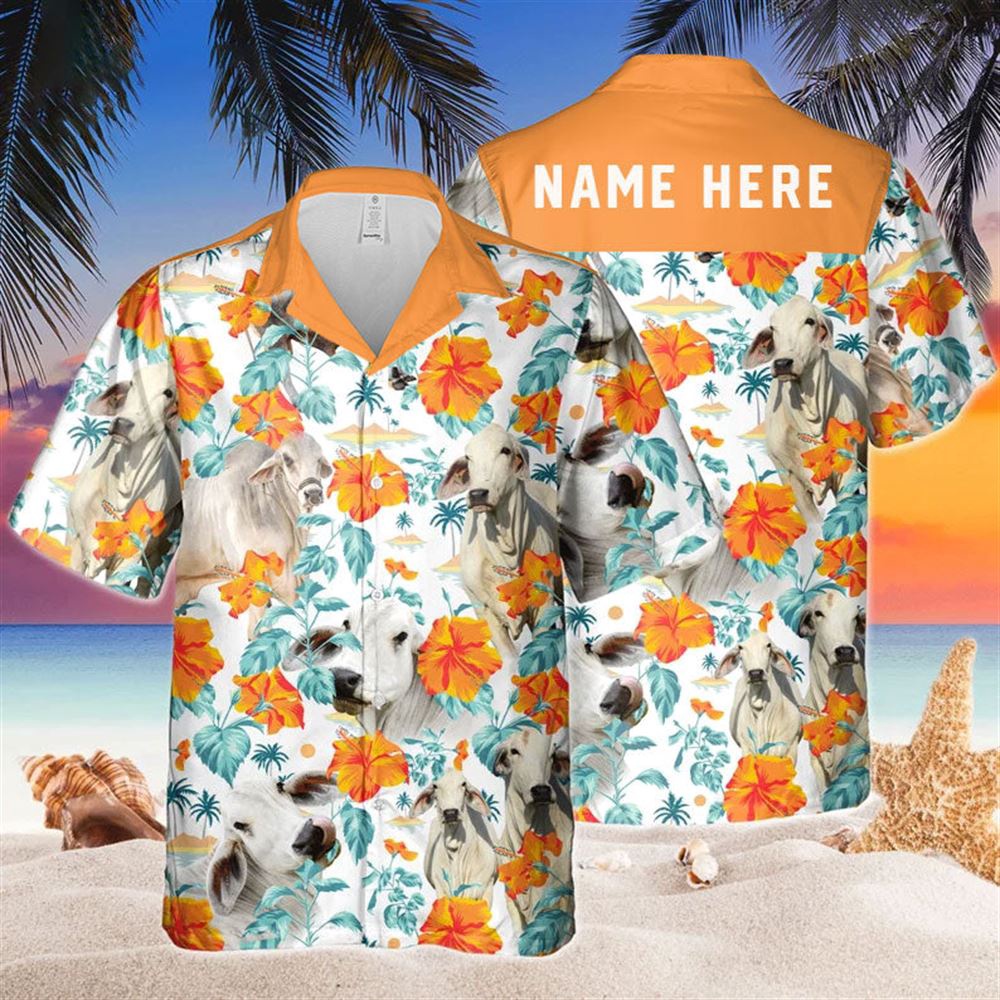 Farm Hawaiian Shirt Custom Name Brahman Cow Hibiscus Flowers All 3D Printed Hawaiian Shirt Animal Hawaiian Shirt 2 jnqsjz.jpg