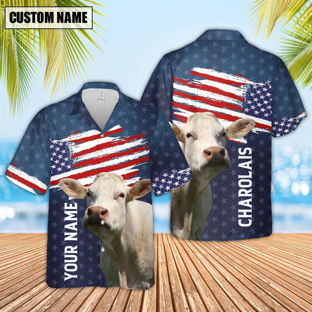Farm Hawaiian Shirt Custom Name Charolais Cattle Us Flag Pattern 3D Hawaiian Shirt Animal Hawaiian Shirt 2 nemf8j.jpg