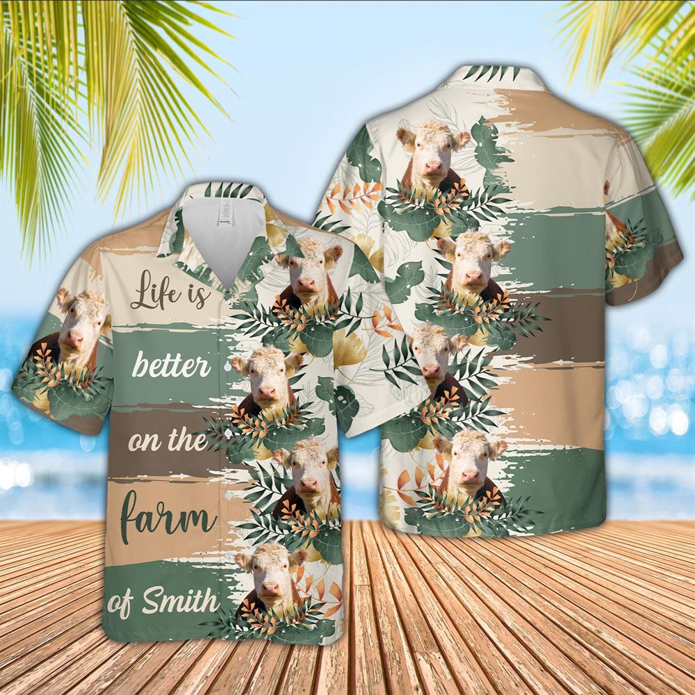 Farm Hawaiian Shirt Custom Name Hereford Life Is Better On The Farm Hawaiian Shirt Animal Hawaiian Shirt 2 epmhhw.jpg