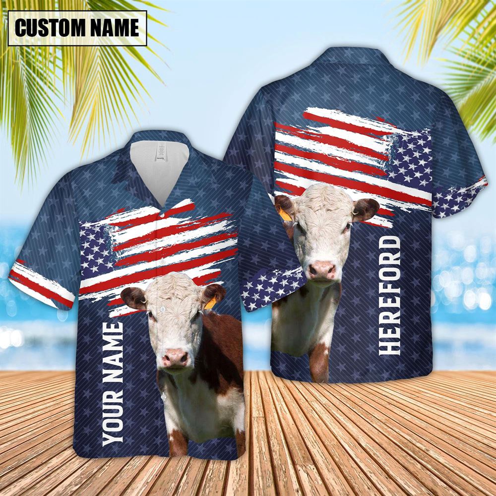 Farm Hawaiian Shirt Custom Name Hereford Us Flag Pattern 3D Hawaiian Shirt Animal Hawaiian Shirt 2 n7iklh.jpg