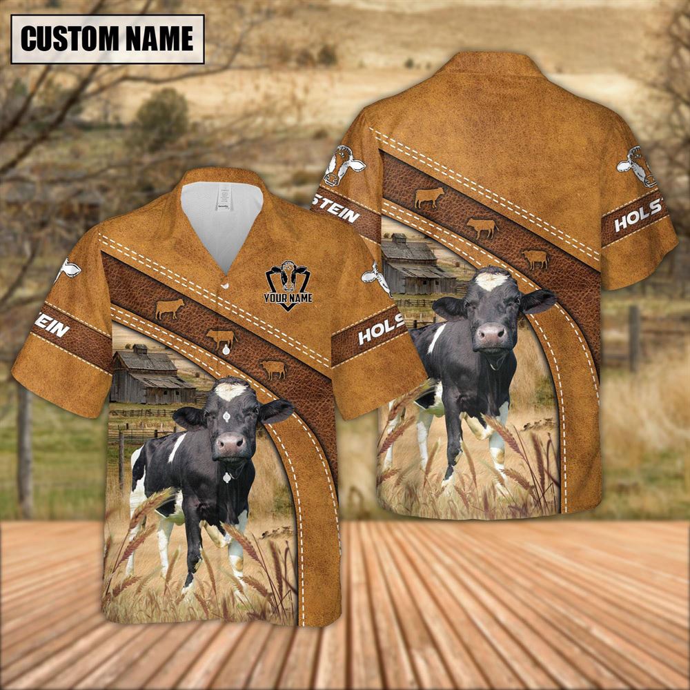 Farm Hawaiian Shirt Custom Name Holstein Leather Pattern Hawaiian Shirt For Men And Women Animal Hawaiian Shirt 2 xocdbj.jpg
