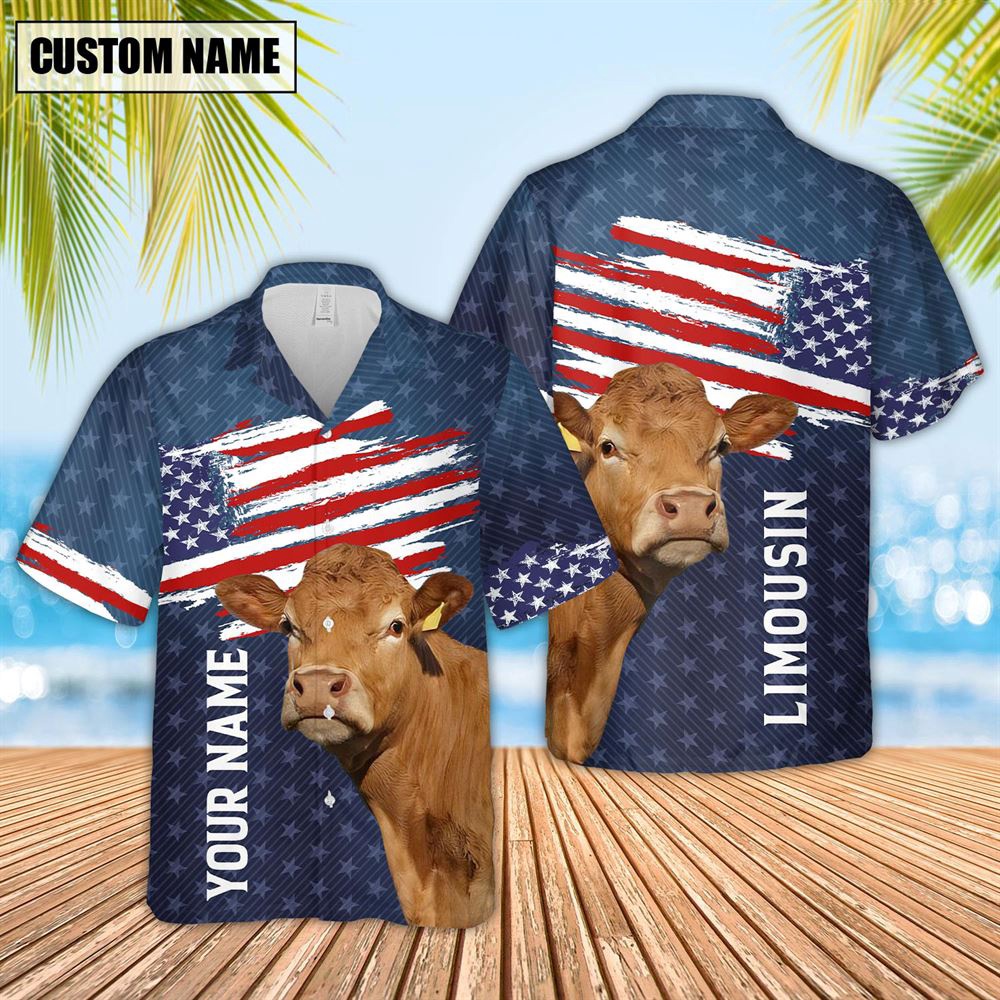 Farm Hawaiian Shirt Custom Name Limousin Cattle Us Flag Pattern 3D Hawaiian Shirt Animal Hawaiian Shirt 2 fzqquc.jpg Farm Hawaiian Shirt Custom Name Limousin Cattle Us Flag Pattern 3D Hawaiian Shirt Animal Hawaiian Shirt 2 fzqquc.jpg