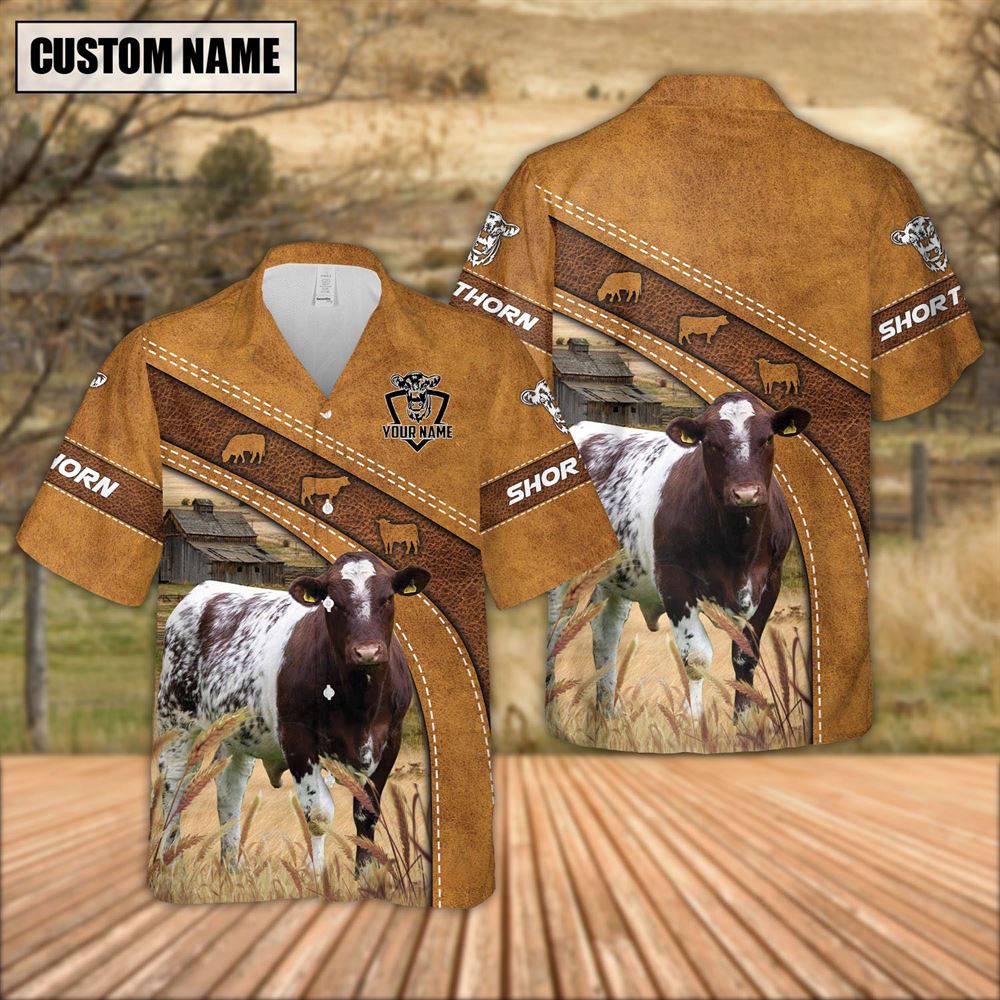 Farm Hawaiian Shirt Custom Name Shorthorn Leather Pattern Hawaiian Shirt For Men And Women Animal Hawaiian Shirt 2 u79cpk.jpg Farm Hawaiian Shirt Custom Name Shorthorn Leather Pattern Hawaiian Shirt For Men And Women Animal Hawaiian Shirt 2 u79cpk.jpg
