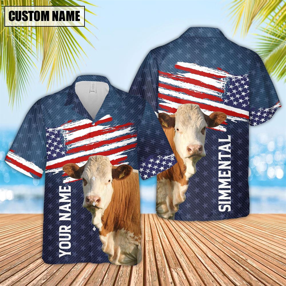 Farm Hawaiian Shirt Custom Name Simmental Us Flag Pattern 3D Hawaiian Shirt Animal Hawaiian Shirt 2 sn3ies.jpg