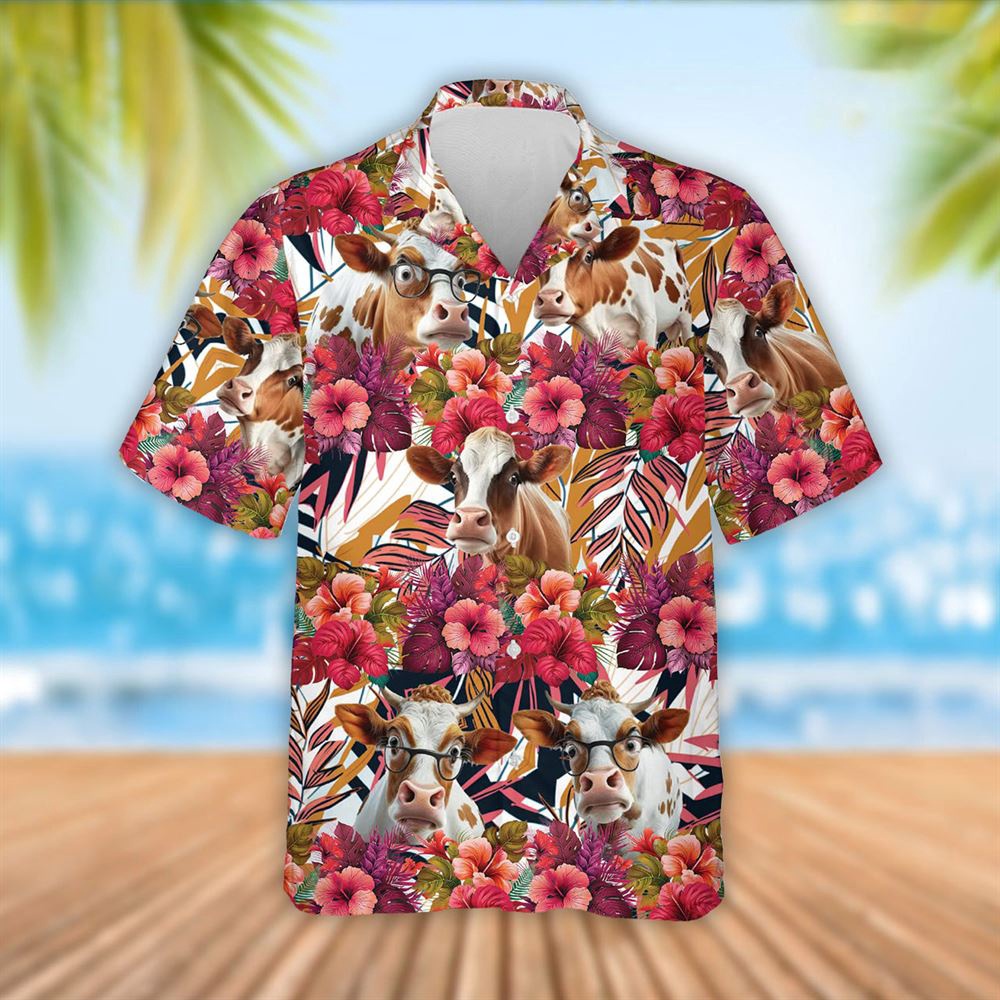 Farm Hawaiian Shirt Dexter Cattle Red Hibicus Flowers Hawaiian Shirt Summer Gift Animal Hawaiian Shirt 1 ffhitt.jpg