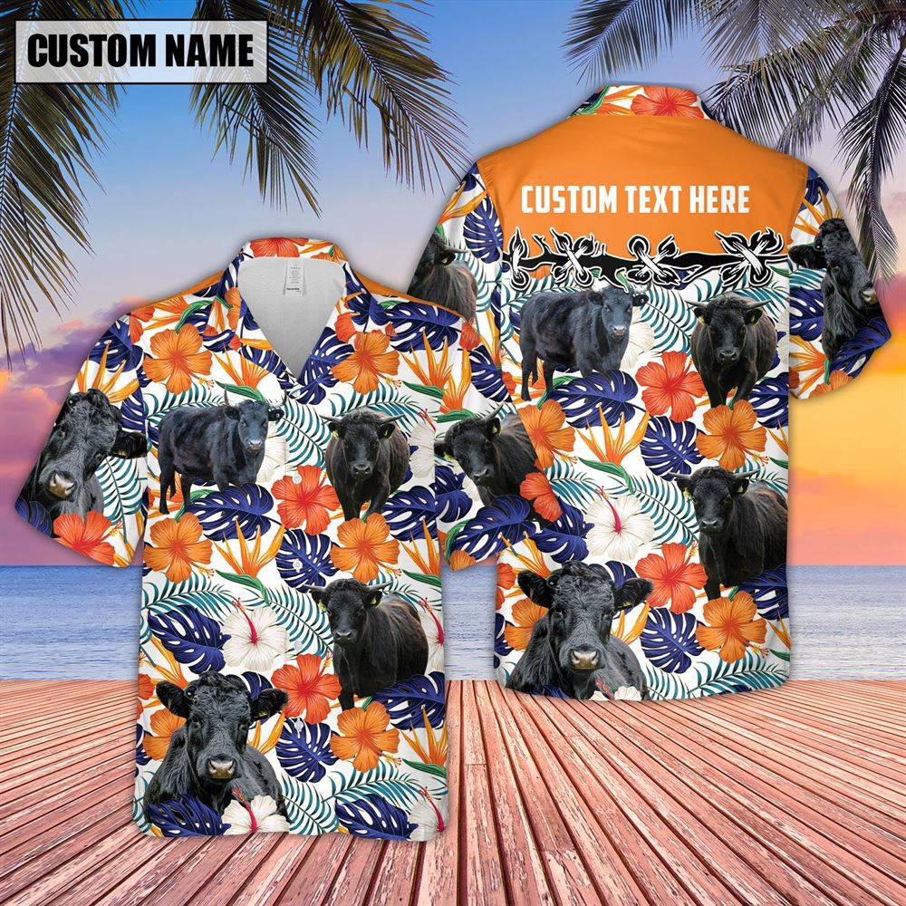 Farm Hawaiian Shirt Dexter Hibiscus Blue Floral Custom Name 3D Hawaiian Shirt Animal Hawaiian Shirt 2 znufal.jpg