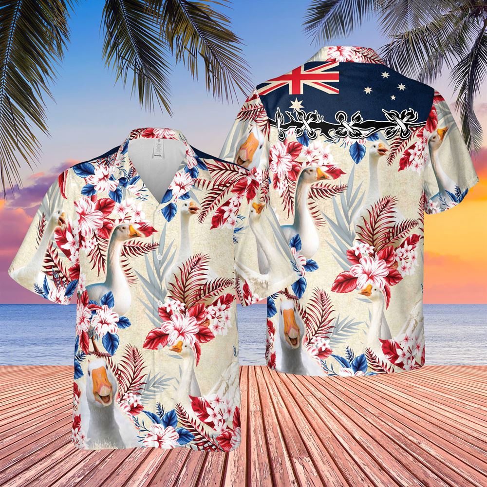 Farm Hawaiian Shirt Goose Australian Flag Hawaiian Flowers All Over Printed 3D Hawaiian Shirt Animal Hawaiian Shirt 1 sjqngn.jpg