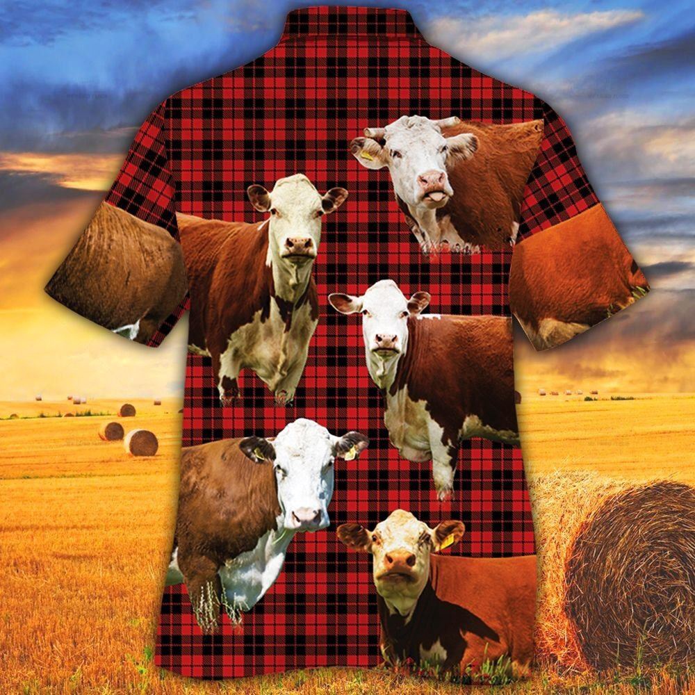 Farm Hawaiian Shirt Herefold Cattle Red Tartan Pattern All Over Printed 3D Hawaiian Shirt Animal Hawaiian Shirt 2 h7kr8v.jpg