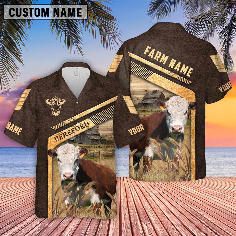 Farm Hawaiian Shirt Hereford Brown Pattern Customized Name 3D Hawaiian Shirt Animal Hawaiian Shirt 2 oerixr.jpg Farm Hawaiian Shirt Hereford Brown Pattern Customized Name 3D Hawaiian Shirt Animal Hawaiian Shirt 2 oerixr.jpg