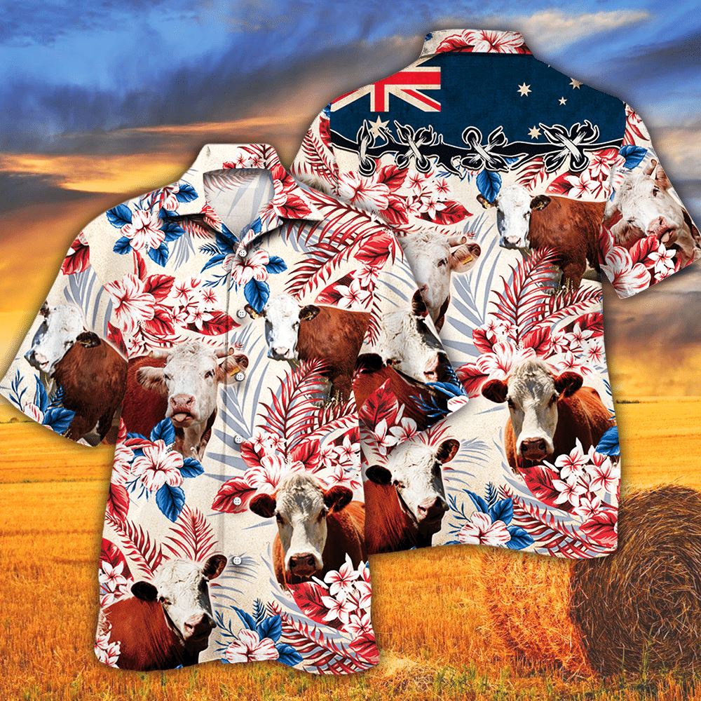 Farm Hawaiian Shirt Hereford Cattle Australian Flag Hawaiian Flowers All Over Printed 3D Hawaiian Shirt For Men Women Animal Hawaiian Shirt 1 fljfbv.jpg