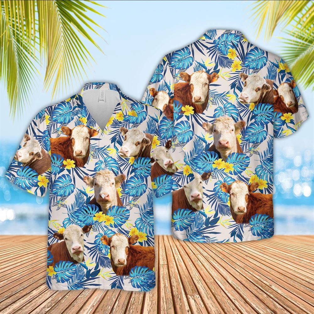 Farm Hawaiian Shirt Hereford Cattle Tropical Blue Palm Leaves Hawaiian Shirt Animal Hawaiian Shirt 1 tnkn2u.jpg Farm Hawaiian Shirt Hereford Cattle Tropical Blue Palm Leaves Hawaiian Shirt Animal Hawaiian Shirt 1 tnkn2u.jpg