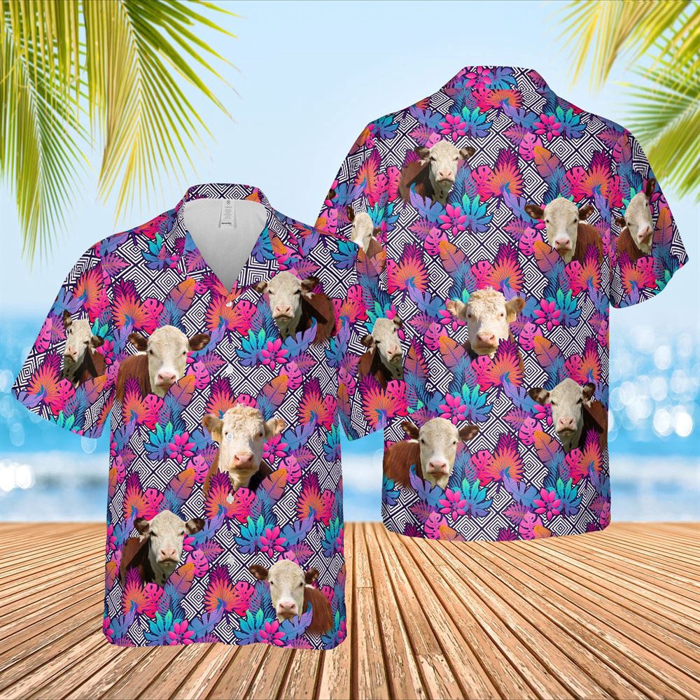 Farm Hawaiian Shirt Hereford Face Leaf Pattern 3D Hawaiian Shirt Animal Hawaiian Shirt 1 cdxcvd.jpg Farm Hawaiian Shirt Hereford Face Leaf Pattern 3D Hawaiian Shirt Animal Hawaiian Shirt 1 cdxcvd.jpg