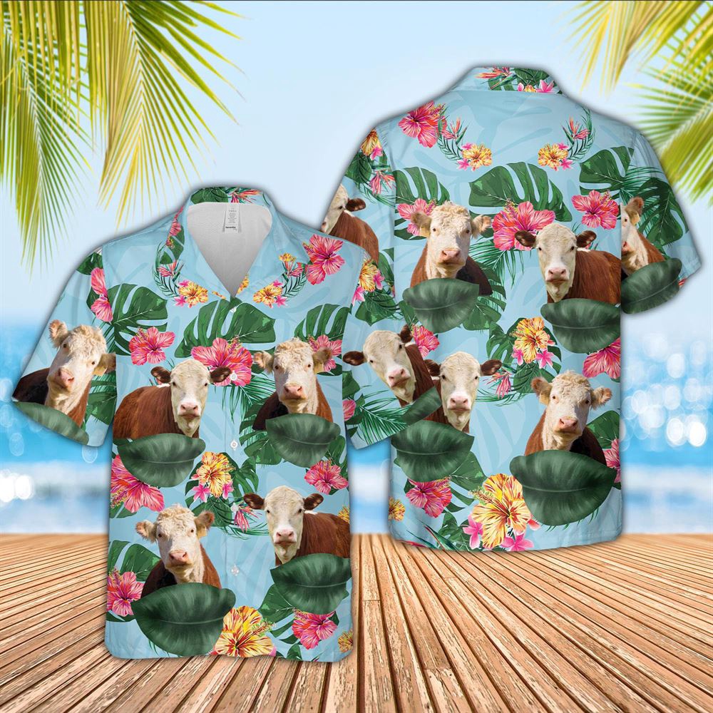 Farm Hawaiian Shirt Hereford Flower Pattern 3D Hawaiian Shirt Animal Hawaiian Shirt 1 lzk3fl.jpg