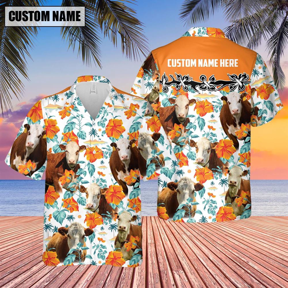 Farm Hawaiian Shirt Hereford Hibiscus Floral Custom Name 3D Hawaiian Shirt Animal Hawaiian Shirt 2 sdclma.jpg Farm Hawaiian Shirt Hereford Hibiscus Floral Custom Name 3D Hawaiian Shirt Animal Hawaiian Shirt 2 sdclma.jpg