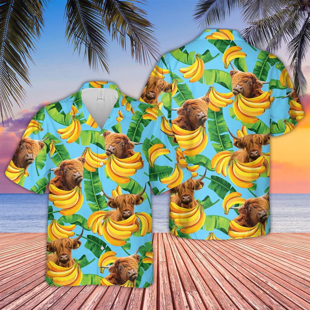 Farm Hawaiian Shirt Highland Cattle Banana Pattern 3D Hawaiian Shirt Animal Hawaiian Shirt 1 hz7p2x.jpg