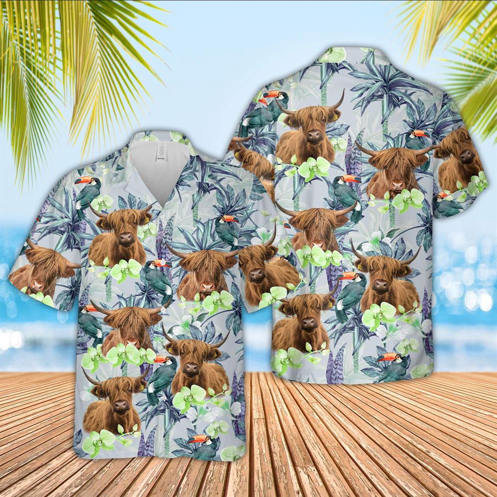 Farm Hawaiian Shirt Highland Cattle Flower Pattern 3D Hawaiian Shirt Animal Hawaiian Shirt 1 pjuxej.jpg