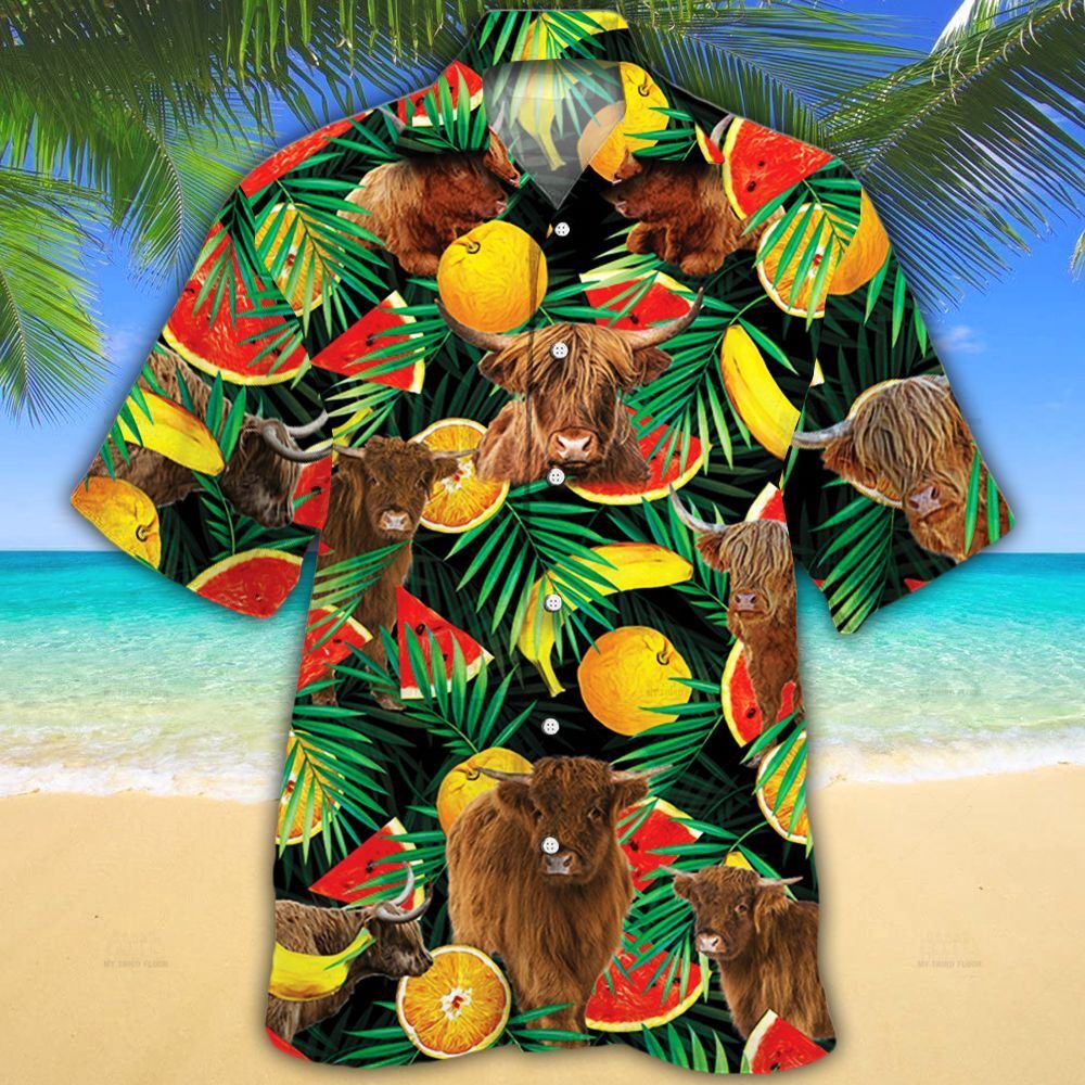 Farm Hawaiian Shirt Highland Cattle Tropical Fruits All Over Printed 3D Hawaiian Shirt Animal Hawaiian Shirt 1 neqqv4.jpg