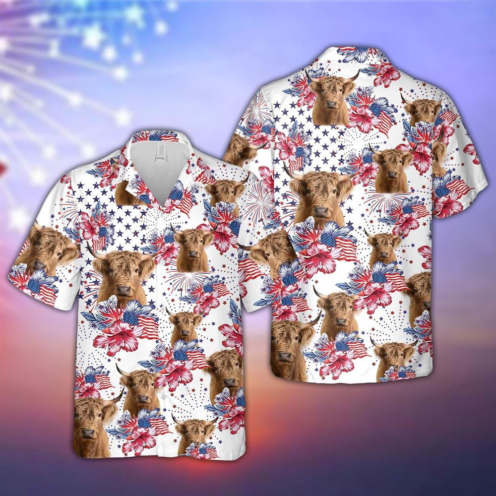 Farm Hawaiian Shirt Highland Cattle Us Flag Flower Pattern 3D Hawaiian Shirt Summer Gift Animal Hawaiian Shirt 1 zkmuck.jpg Farm Hawaiian Shirt Highland Cattle Us Flag Flower Pattern 3D Hawaiian Shirt Summer Gift Animal Hawaiian Shirt 1 zkmuck.jpg