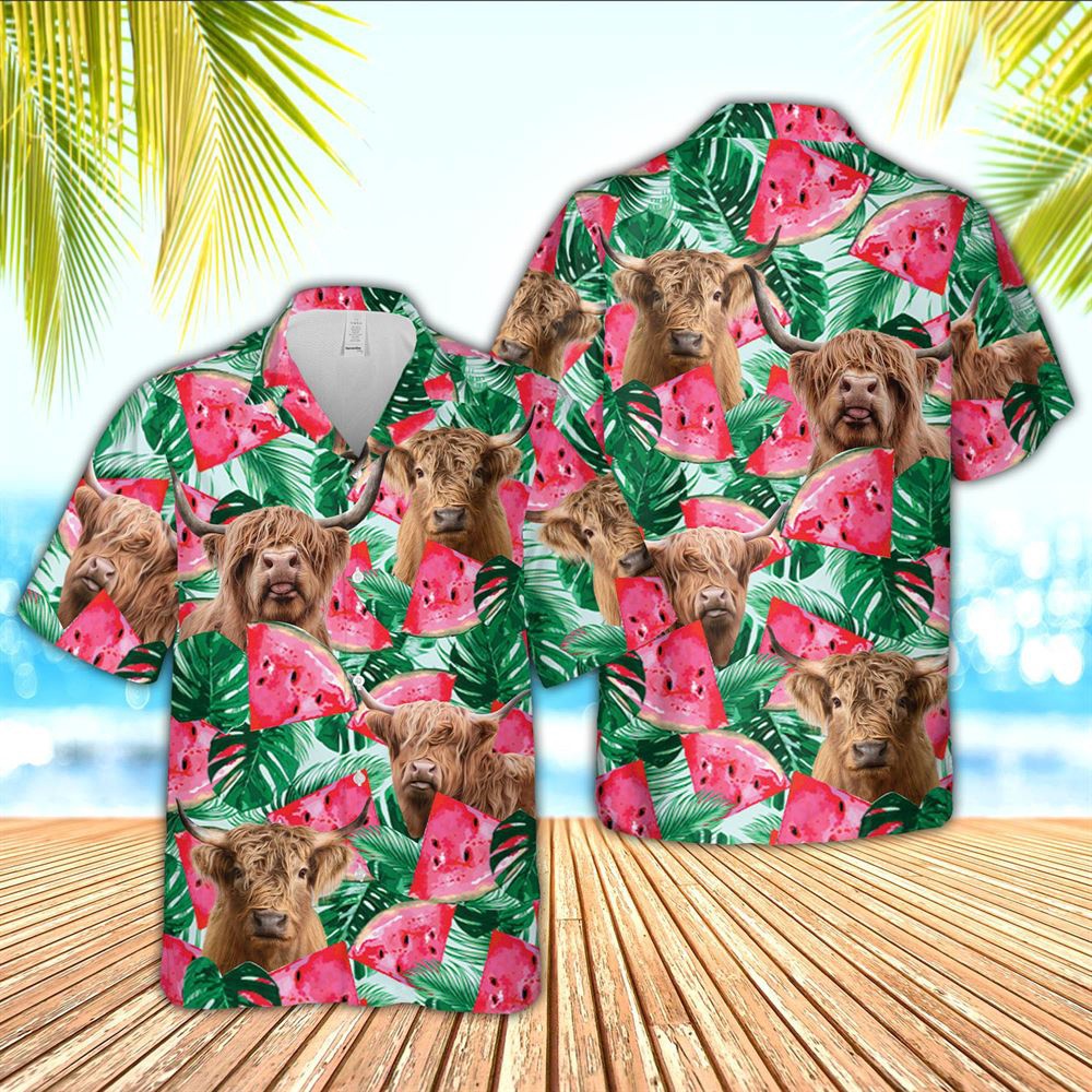 Farm Hawaiian Shirt Highland Watermelon 3D Hawaiian Shirt Animal Hawaiian Shirt 1 rcnhtm.jpg