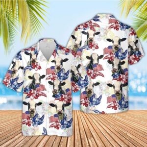 Farm Hawaiian Shirt, Holstein American Flowers…