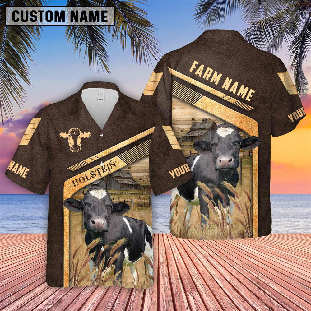 Farm Hawaiian Shirt Holstein Brown Pattern Customized Name 3D Hawaiian Shirt Animal Hawaiian Shirt 2 c5opyq.jpg